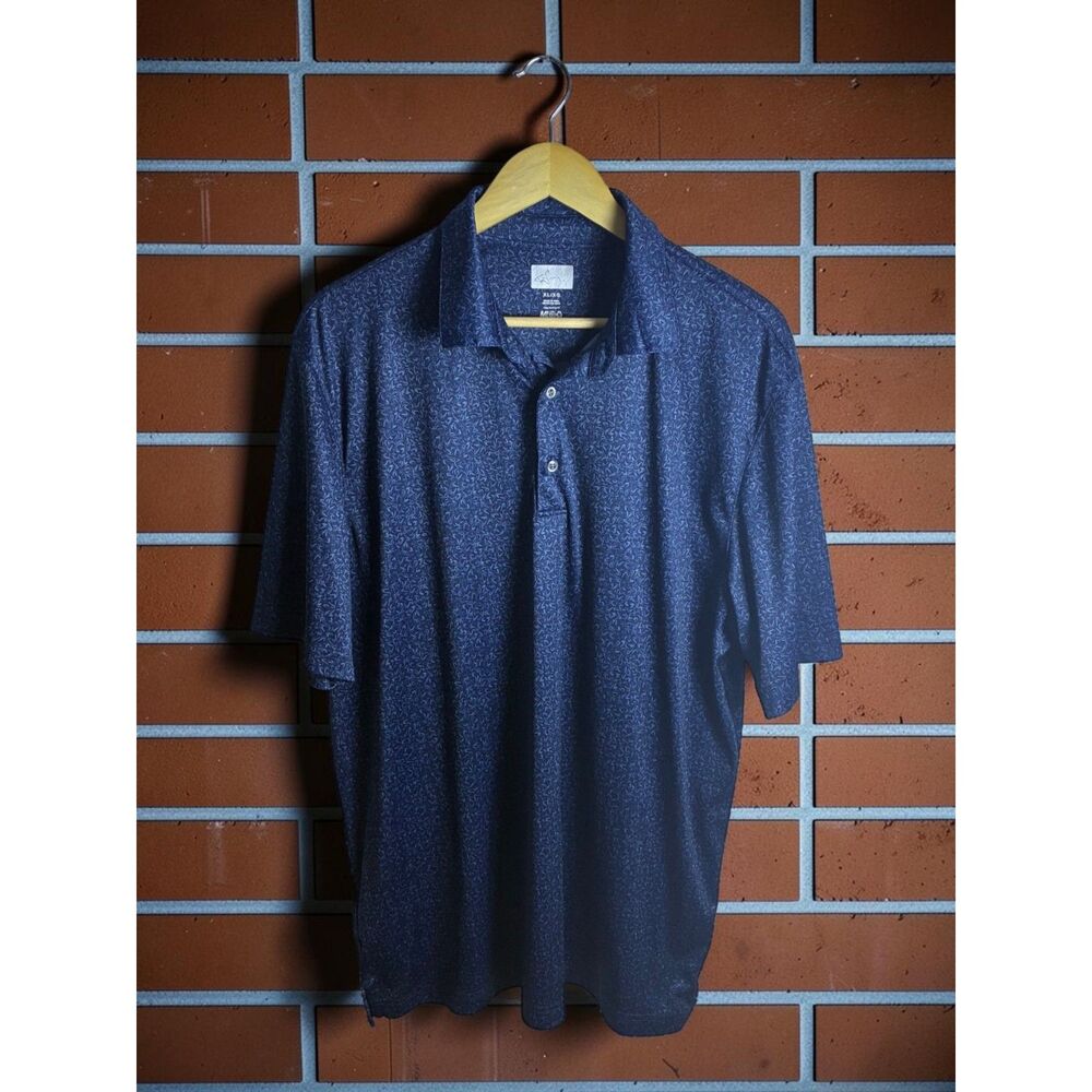 Greg Norman ML75 Performance Golf Polo Men's XL Blue Print Short Sleeve Shirt